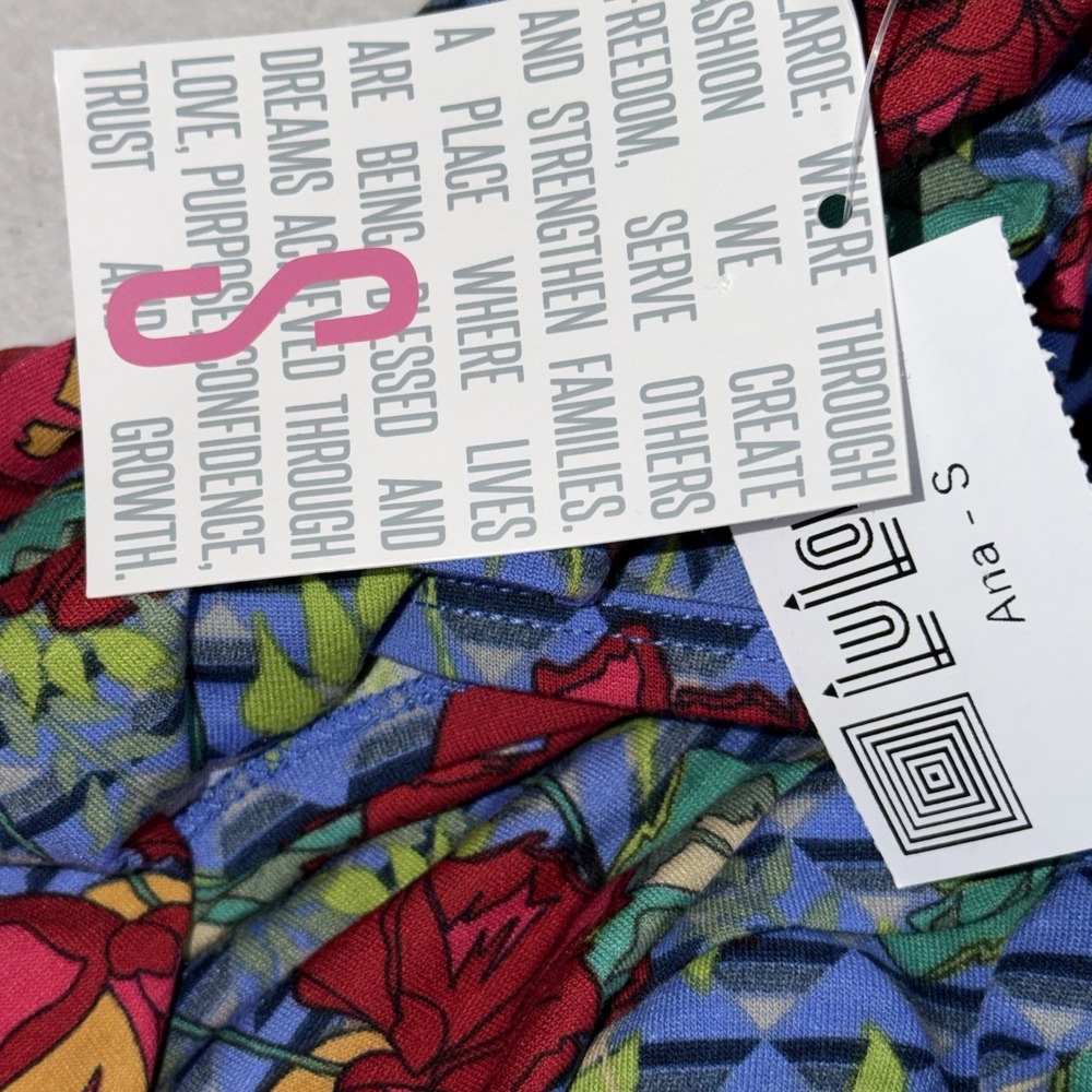 LuLaRoe Ana Dress Womens Small Blue Red Floral Geometric Maxi‎ Dress NWT - Picture 14 of 15